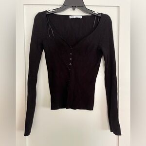 Zara Rib Knit Long Sleeve Top
